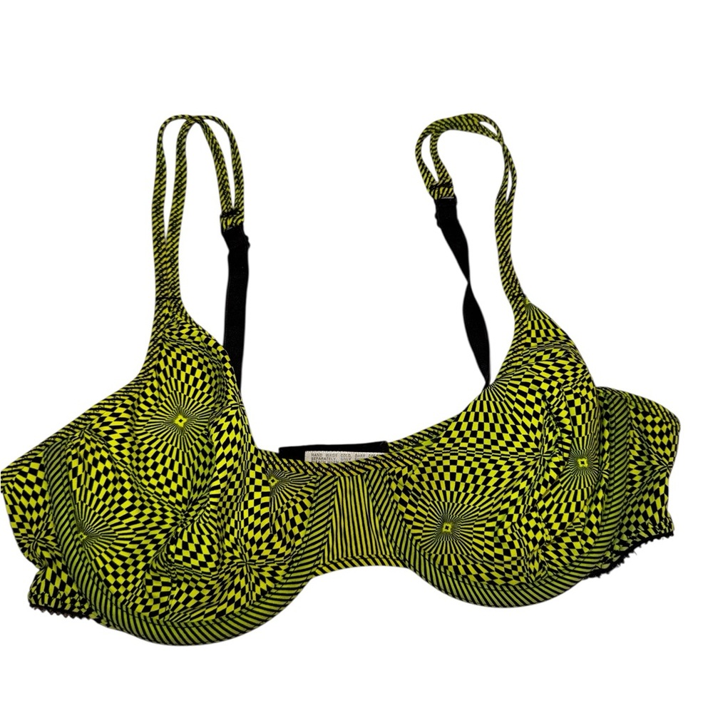 Victoria's Secret Neon Yellow & Black Geometric Underwire Bra
